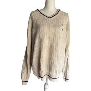 VTG Sedgefield ivory cream golf sweater knit vneck mens xlarge cotton golfer